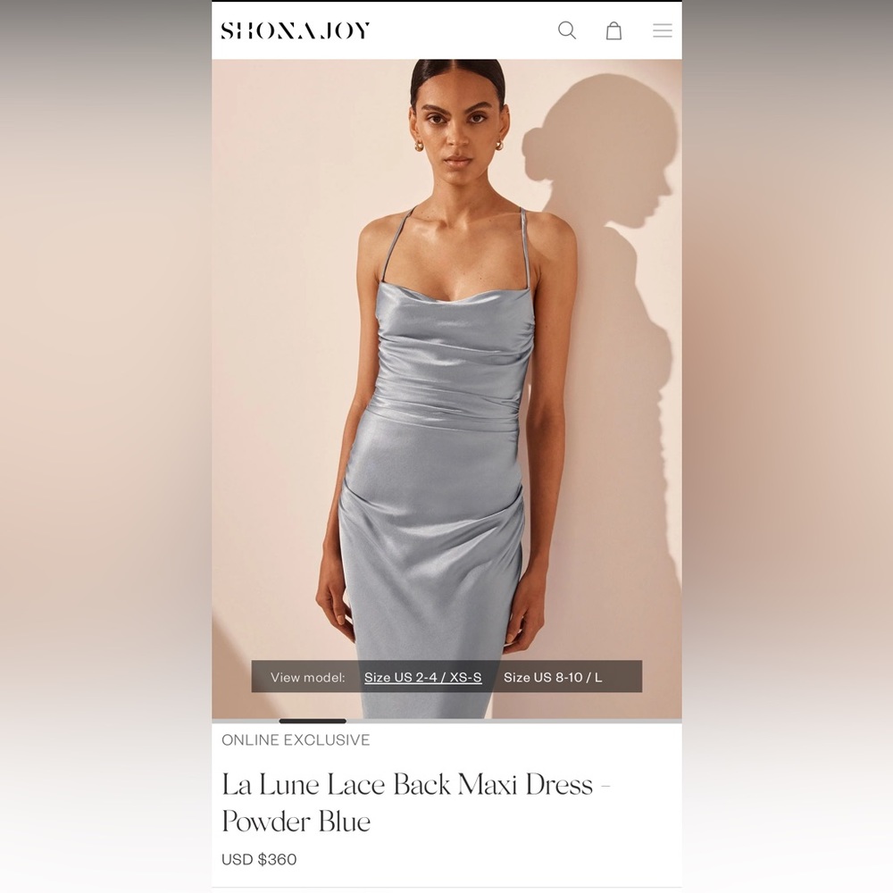 NWT NEVER WORN Shona Joy La Lune Lace Back Maxi Dress Powder Blue Aus 8/US 4